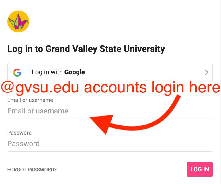 @gvsu.edu accounts login screen